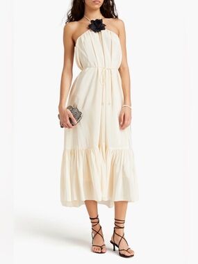 Zimmermann cream mid dress with black flower pin size 0